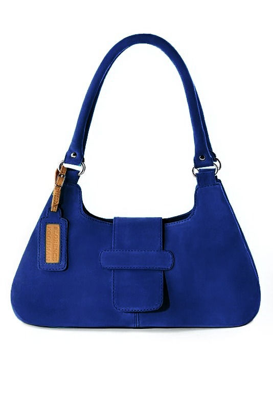 Electric blue women's dress handbag, matching pumps and belts. Top view - Florence KOOIJMAN